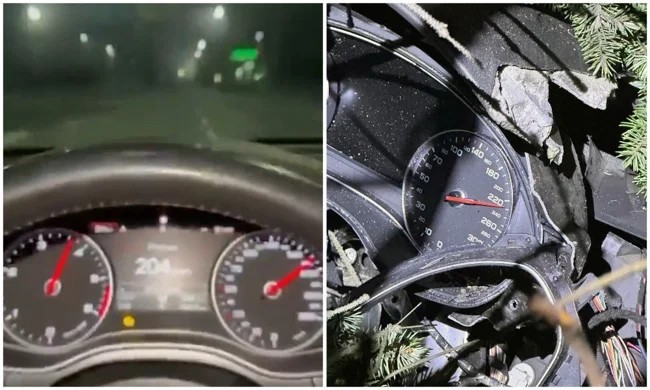 В столб на скорости 220 км/ч (4 фото + 2 видео)